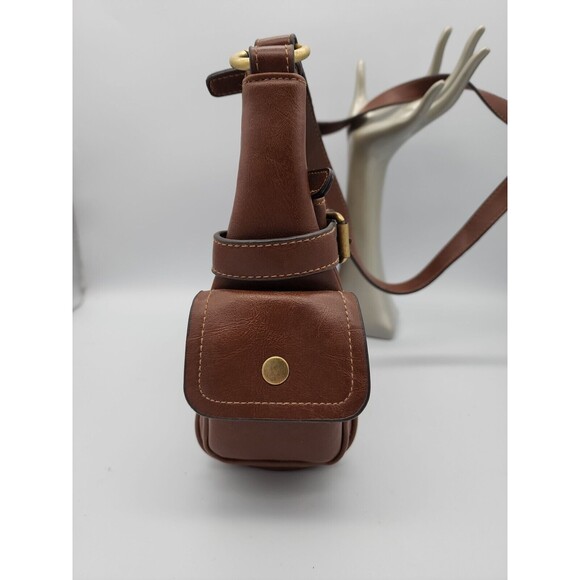 John Romaine Vinyl Brown Purse With Strap Multiple Pockets - Picture 5 of 12